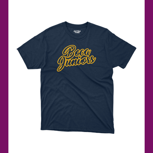 BOCA JOUNIORS - YELLO TYPOGRAPH NAVY T-SHIRT