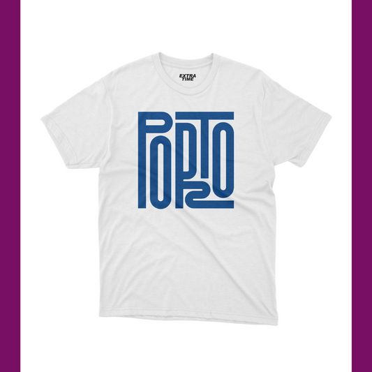 PORTO - BLUE TYPOGRAPHIC WHITE T-SHIRT